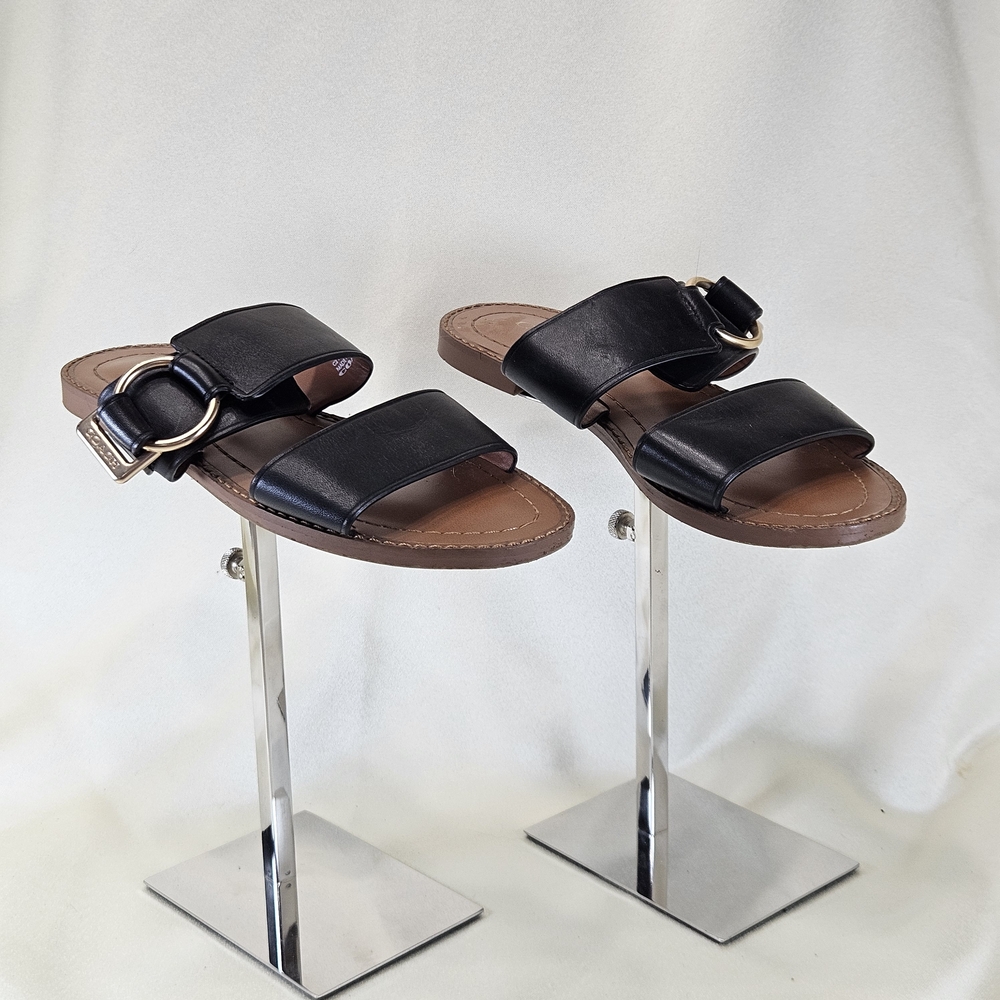 Coach Hallie Black Leather Sandal SZ 5